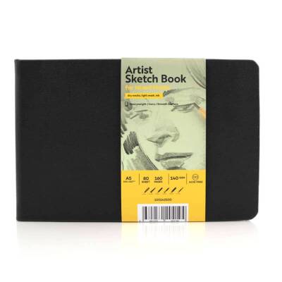 Tigertint Sketch Book Sert Kapaklı Eskiz Defteri 140 gr Yatay A5 80 yp Siyah - 1