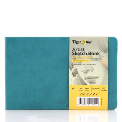 Tigertint Sketch Book Sert Kapaklı Eskiz Defteri 140 gr Yatay A5 80 yp Turkuaz - 2