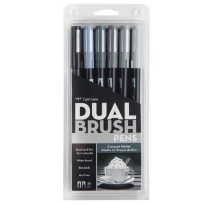 Tombow Dual Brush Pen 6 RENK SET GRAYSCALE - 1