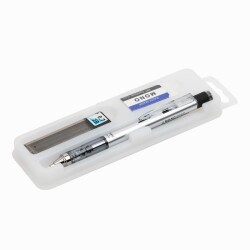 Tombow MONO Graph Mekanik Kurşun Kalem 0.7mm + Uç + Silgi GÜMÜŞ - 1