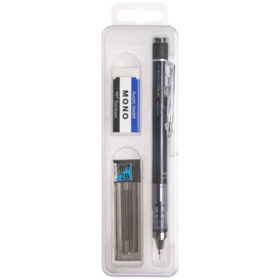 Tombow MONO Graph Mekanik Kurşun Kalem 0.7mm + Uç + Silgi SİYAH - 1