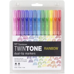 Tombow TwinTone Çift Uçlu Kalem 12 RENK RAINBOW - 1