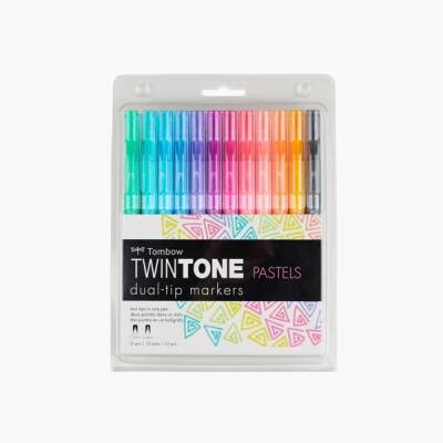 Tombow TwinTone Çift Uçlu Kalem 12'li PASTEL RENKLER - 1