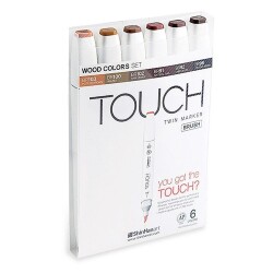 Touch Twin Brush Marker 6 Renk Set AHŞAP TONLARI - 1