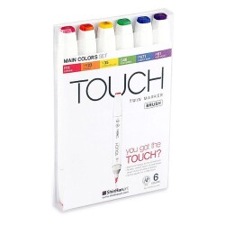 Touch Twin Brush Marker 6 Renk Set ANA RENKLER - 1