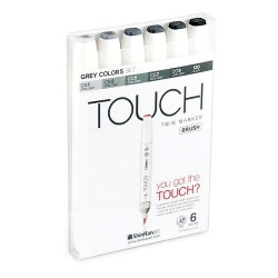 Touch Twin Brush Marker 6 Renk Set GRİ TONLARI - 1