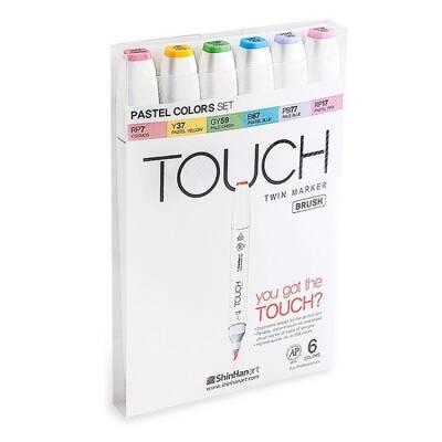 Touch Twin Brush Marker 6 Renk Set PASTEL RENKLERİ - 1