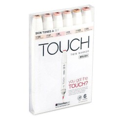 Touch Twin Brush Marker 6 Renk Set TEN RENKLERİ A - 1