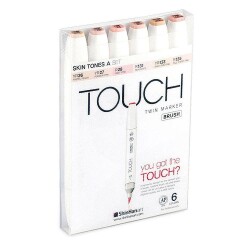 Touch Twin Brush Marker 6 Renk Set TEN RENKLERİ A - 1