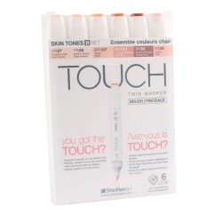 Touch Twin Brush Marker 6 Renk Set TEN RENKLERİ B - 1
