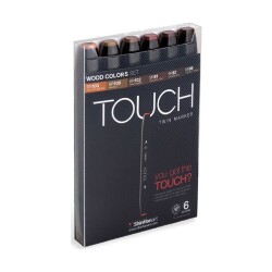 Touch Twin Marker 6 Renk Set AHŞAP RENKLERİ - 1