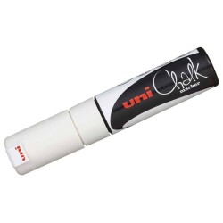 Uni Chalk 8 mm Kesik Uç Su Bazlı Sıvı Tebeşir Kalemi Beyaz - 1