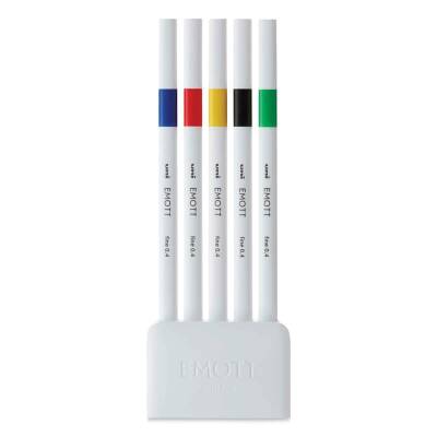 Uni Emott 0.4 fine Akrilik Uçlu Kalem 5'li Set Canlı Renkler - 1