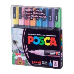 Uni Posca PC-3M Boyama Markörü 0.9-1.3 mm 8'li Set Simli Renkler - 1