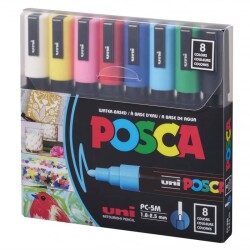 Uni Posca PC-5M Boyama Markörü 1.8-2.5 mm 8'li Set Ana Renkler - 1