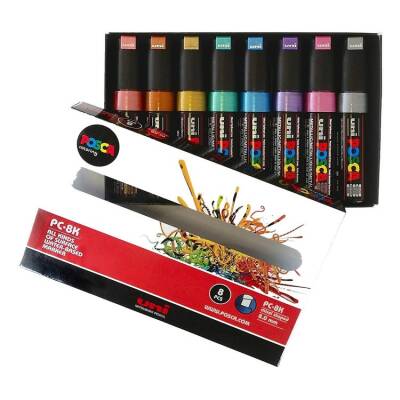 Uni Posca PC-8K 8.0 Su Bazlı Boyama Markörü Metalik 7+1 Set - 1