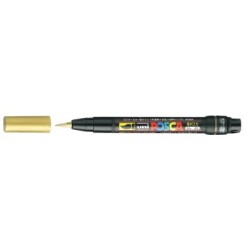 Uni Posca PCF-350 Boyama Markörü 1-10 mm Fırça Uç METALİK ALTIN - 1