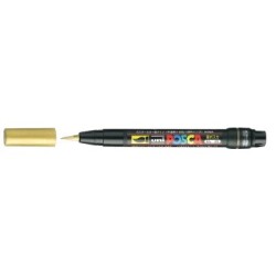 Uni Posca PCF-350 Boyama Markörü 1-10 mm Fırça Uç METALİK ALTIN - 1