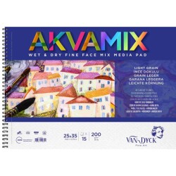 Van Dyck Akvamix Multi Teknik Sanatsal Blok 200 gr 15 yp 25x35 cm Spiralli - 1