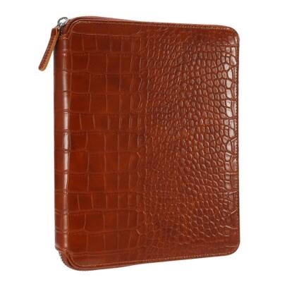 Victoria's Journals Croco Zipper Folder Organizer - Defter Kahverengi A5 120 gr 80 yp Noktalı - 1