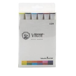 Vincent Graph Master Brush Marker Set 12 Renk 12A - 1