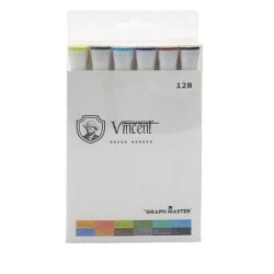 Vincent Graph Master Brush Marker Set 12 Renk 12B - 1