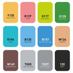 Vincent Graph Master Brush Marker Set 12 Renk 12B - 2