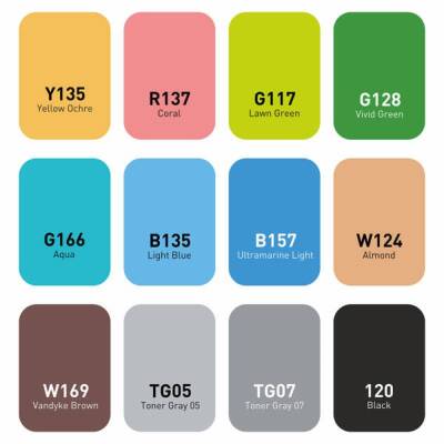 Vincent Graph Master Brush Marker Set 12 Renk 12B - 2