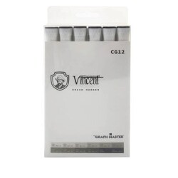 Vincent Graph Master Brush Marker Set 12 Renk Cool Gray CG12 - 1