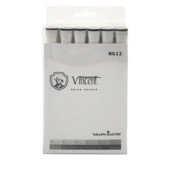 Vincent Graph Master Brush Marker Set 12 Renk Neutral Gray NG12 - 1