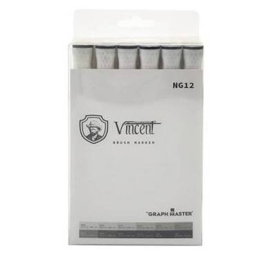 Vincent Graph Master Brush Marker Set 12 Renk Neutral Gray NG12 - 1