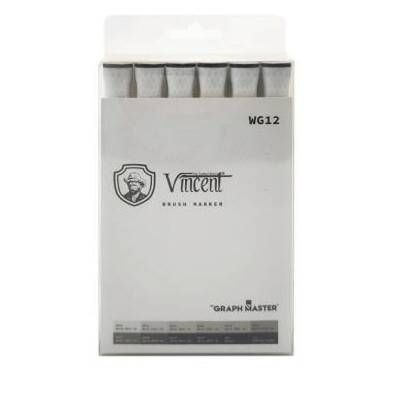Vincent Graph Master Brush Marker Set 12 Renk Warm Gray WG12 - 1