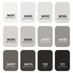 Vincent Graph Master Brush Marker Set 12 Renk Warm Gray WG12 - 2