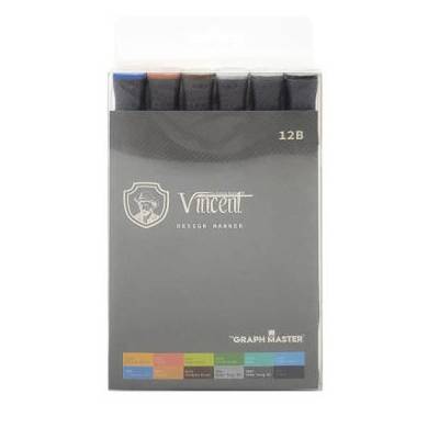 Vincent Graph Master Design Marker Set 12 Renk 12B - 1