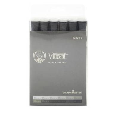 Vincent Graph Master Design Marker Set 12 Renk Neutral Gray NG12 - 1