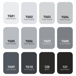 Vincent Graph Master Design Marker Set 12 Renk Toner Gray TG12 - 2