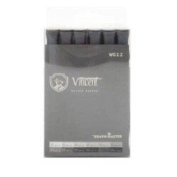 Vincent Graph Master Design Marker Set 12 Renk Warm Gray WG12 - 1
