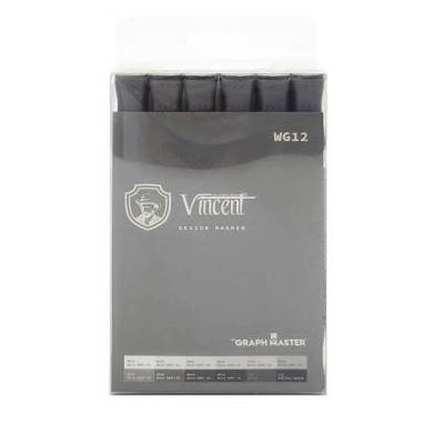 Vincent Graph Master Design Marker Set 12 Renk Warm Gray WG12 - 1