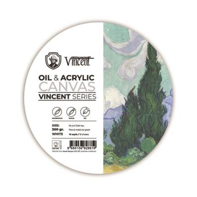 Vincent Oil & Acrylic Canvas White Daire Tuval Dokulu Blok 300 gr 10 cm 10 Sayfa - 1