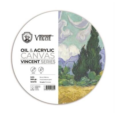 Vincent Oil & Acrylic Canvas White Daire Tuval Dokulu Blok 300 gr 25 cm 10 Sayfa - 1