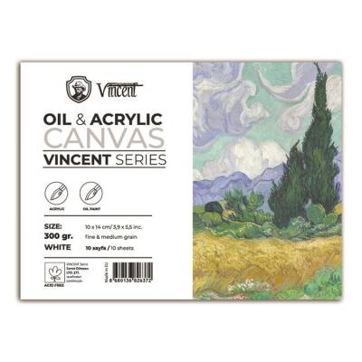 Vincent Oil & Acrylic Canvas White Tuval Dokulu Blok 300 gr 10x14 cm 10 Sayfa - 1
