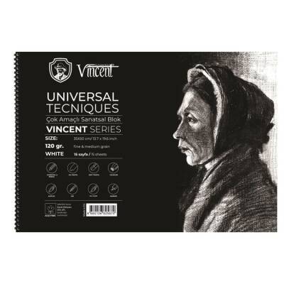 Vincent Universal Tecniques White Çok Amaçlı Sanatsal Blok 120 gr 35x50 cm 15 Sayfa - 1