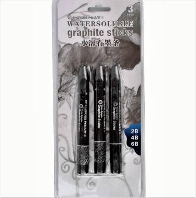 Watersoluble Graphite Stick 2B-4B-6B Aquarell Füzen Kalem 3'lü - 1