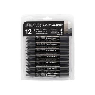 Winsor & Newton BrushMarker Kalem 12 Renk Neutral Tones Set Gri Tonlar - 1