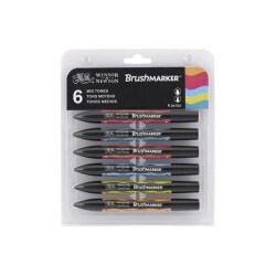 Winsor & Newton BrushMarker Kalem 6 Renk Mid Tones Set Orta Tonlar - 1