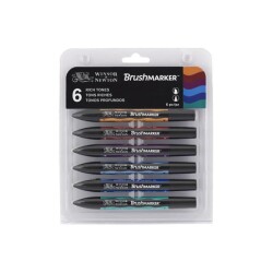 Winsor & Newton BrushMarker Kalem 6 Renk Rich Tones Set Zengin Tonlar - 1