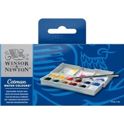 Winsor & Newton Cotman Sketchers' Pocket Box 1/2 Tablet Sulu Boya 12 Renk - Winsor & Newton