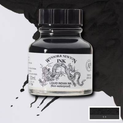 Winsor & Newton Drawing Ink Çizim Mürekkebi 754 Liquid Indian Ink - 1
