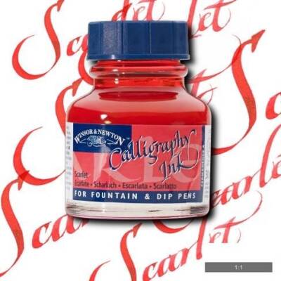 Winsor & Newton Kaligrafi Mürekkebi 30 ml. 601 SCARLET - 1