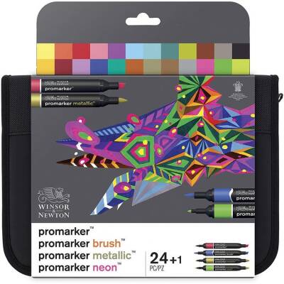 Winsor & Newton Promarker 24+1 Çantalı Karışık Markör Seti (24 Renk + Karıştırıcı) - 1